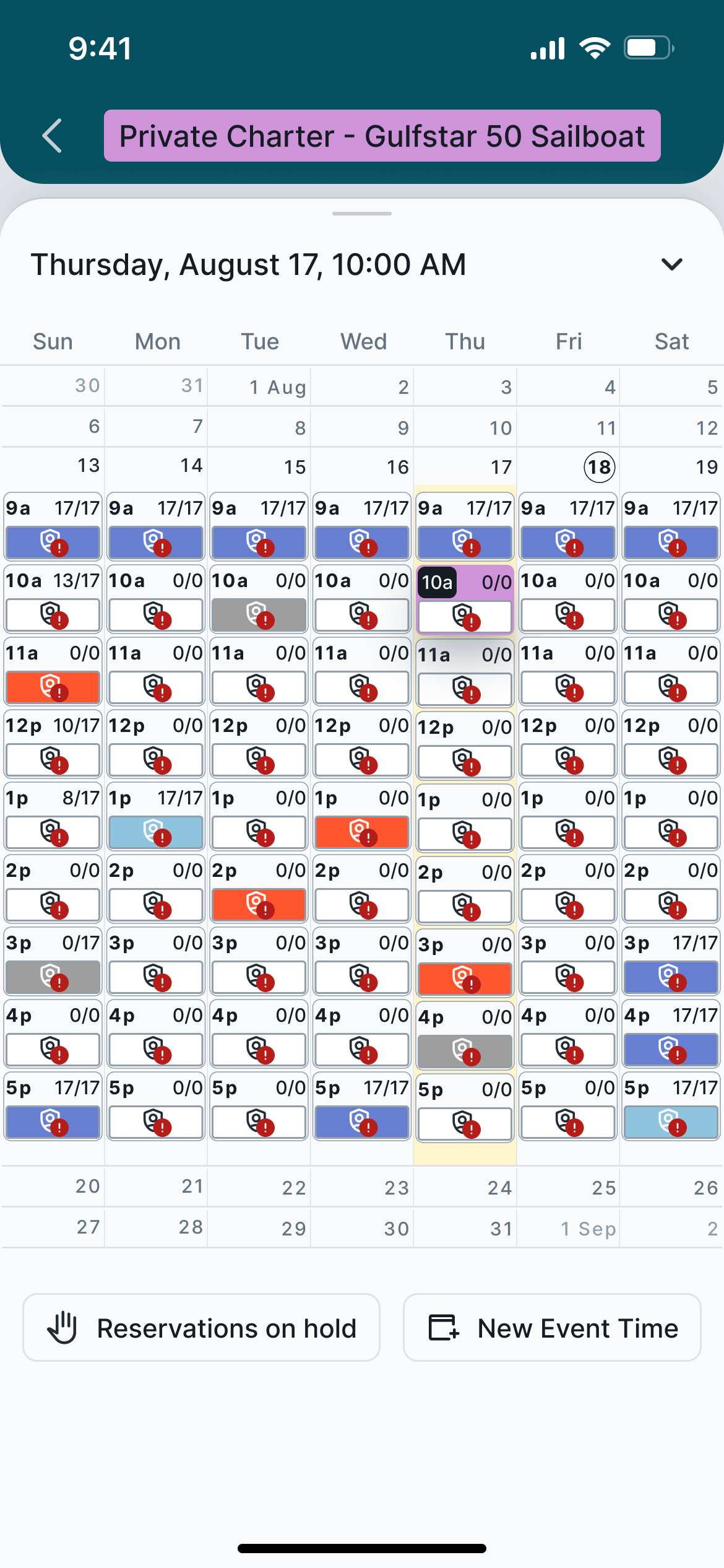 Mobile app version. Event caledar