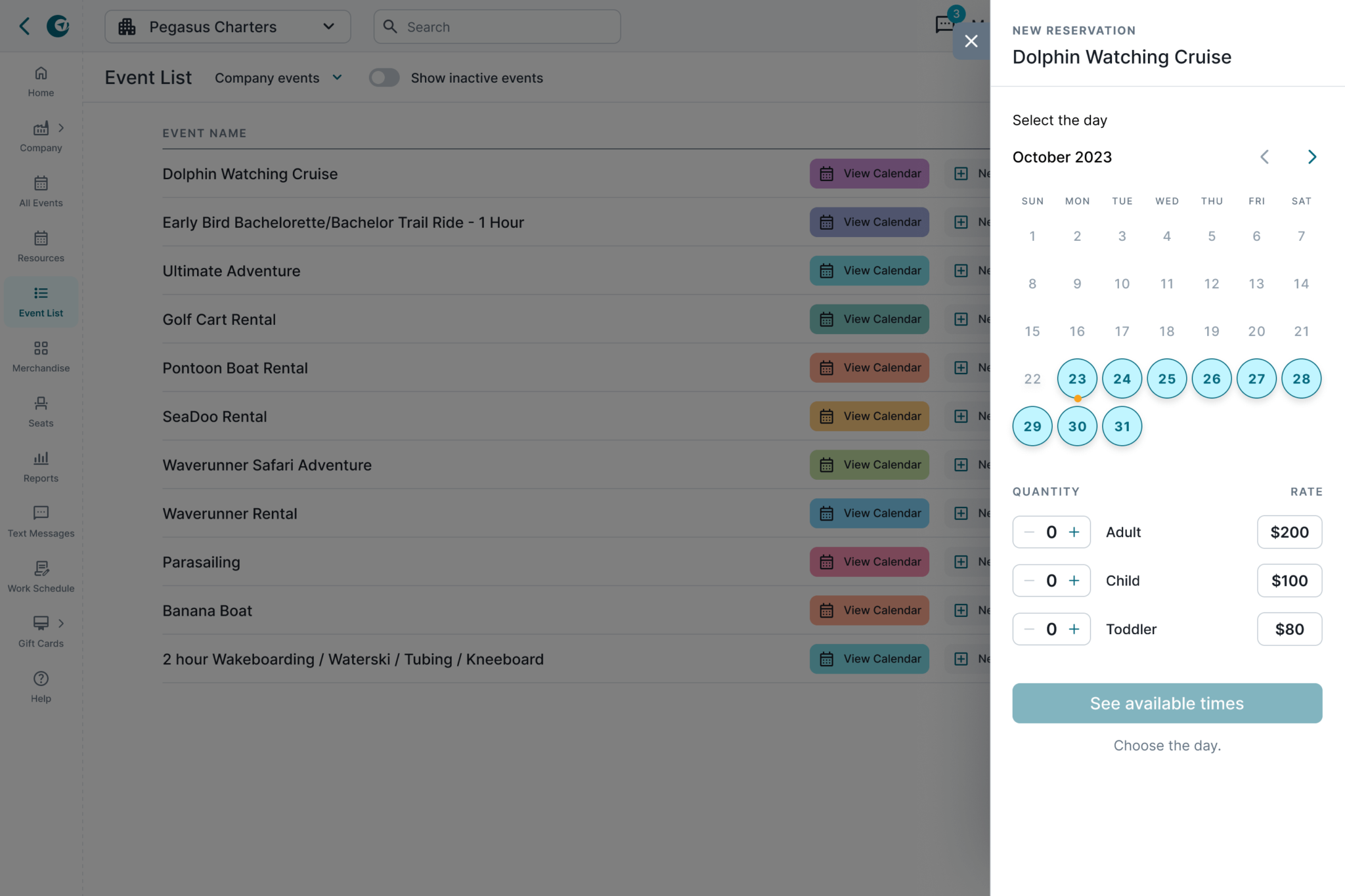 New Reservation Flow with a lateral panel