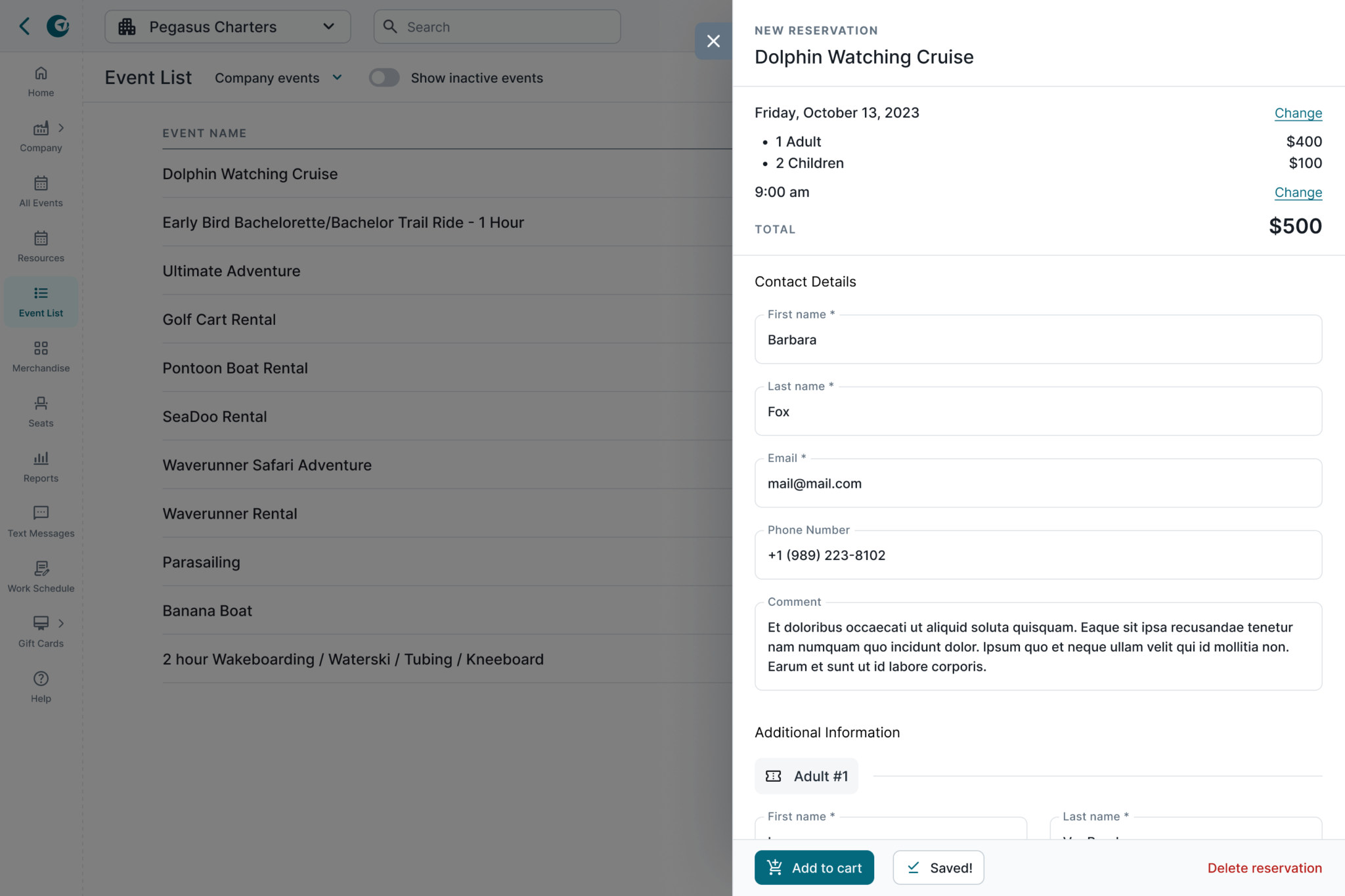 New Reservation Flow. The screen to capture the customer details with a lateral panel